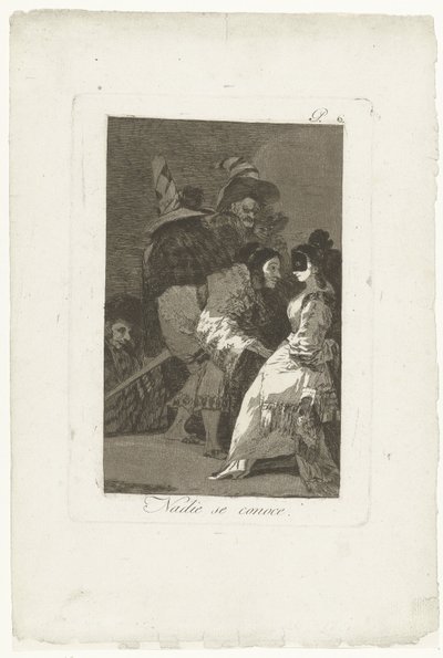 Ingen känner sig själv Nadie se conoce (titel på objekt) Los Caprichos (serietitel) av Francisco de Goya