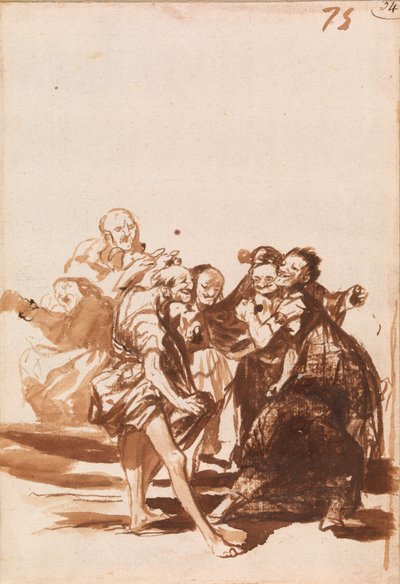 Gamla människor som sjunger och dansar av Francisco de Goya