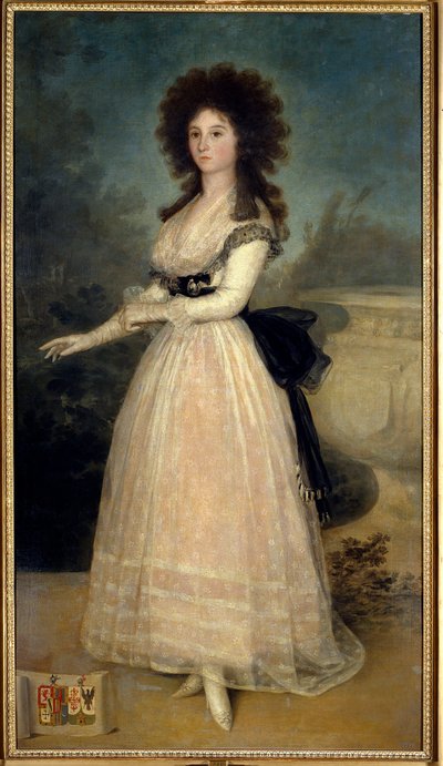 Porträtt vid foten av Dona Tadea Arias de Enriquez Målning av Francisco de Goya (1746-1828) (Ec. Esp) 1700-talets Madrid. Musee Du Prado - Hellängdsporträtt av Dona Tadea Arias de Enriquez. Målning av Francisco de Goya (1746-1828) (Spanska skolan) 18:e av Francisco de Goya