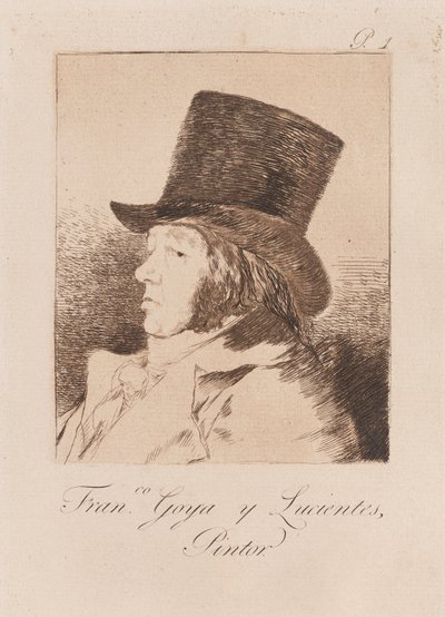Porträtt av konstnären, sent 18:e-tidigt 19:e århundrade (tryck) av Francisco de Goya