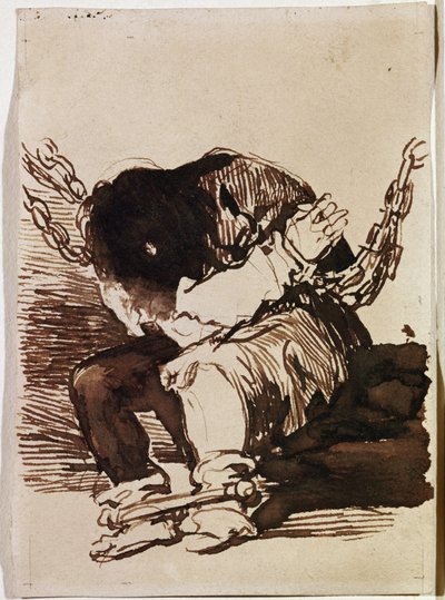 Fångkedja sitter. (Förberedande ritning av Francisco de Goya
