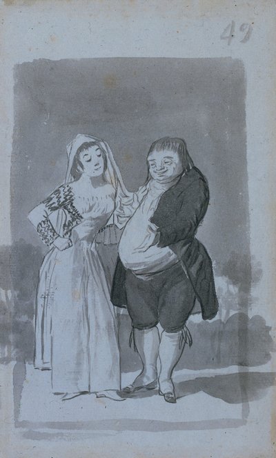 Prostituerad rekto för en fet, ful man, 1796-97. av Francisco de Goya