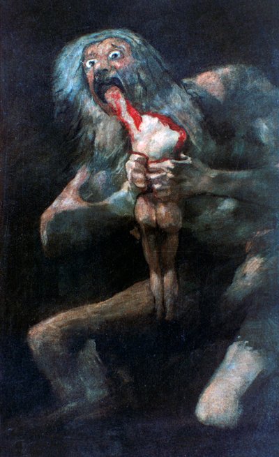 Saturnus slukar ett av sina barn, 1821-1823 av Francisco de Goya