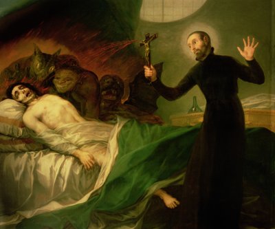 St Francis Borgia (1510-72) Hjälper en döende obotfärdig, 1795 av Francisco de Goya