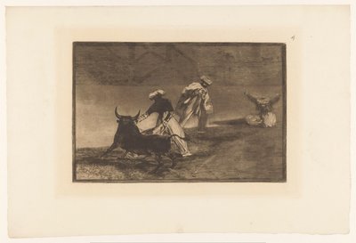 Tjurfäktare på en arena Capean otro encerrado Tjurfäktning (serietitel) La Taureaumachie (serietitel) La Tauromaquia (serietitel) av Francisco de Goya