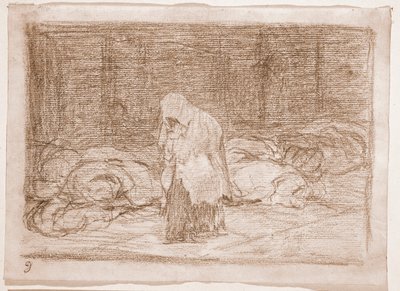 The Disasters of War: Bårhussängar (förberedande ritning av Francisco de Goya