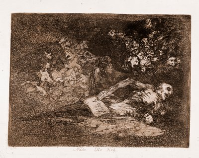 The Disasters of War: Ingenting, det är vad han kommer att säga (etsning från den förberedande ritningen av Francisco de Goya