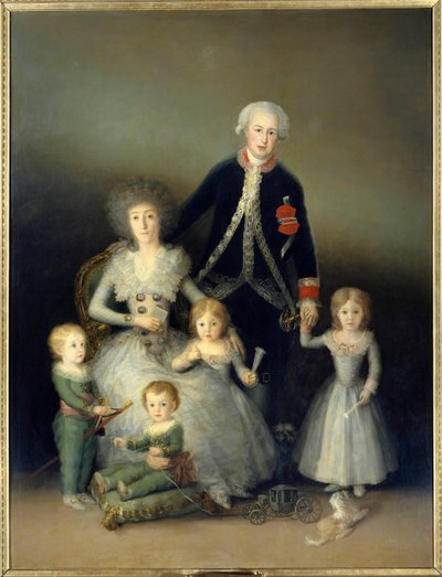 Hertigen av Osuna, Peter av Alcantara och hans familj. Målning av Francisco de Goya och Lucients (1746-1828). 1788. Sön. 2,25x1,74 m Madrid. Pradomuseet. - Ett porträtt av hertigen av Osuna, Pedro Telez Giron (1755-1807); hans hustru, grevinnan-hertiginnan av Francisco de Goya