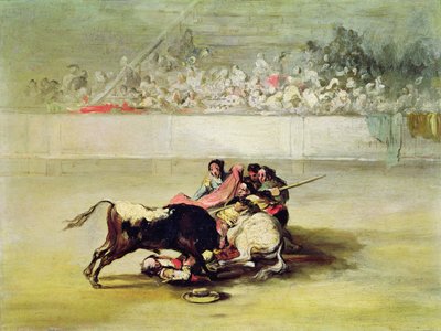 En Picadors fall från sin häst under en tjur av Francisco de Goya