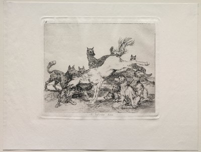 Krigets fasor: Han försvarar sig väl. av Francisco de Goya