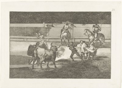 Bullfighter träffade brandende banderillas eldband Tjurfäktning (serietitel) Stierenvechten (serietitel) av Francisco de Goya