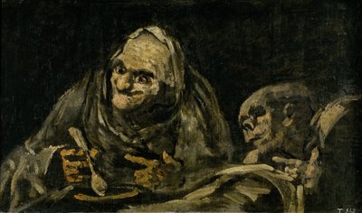 Två gamla män som äter soppa The Witchy Brew av Francisco de Goya