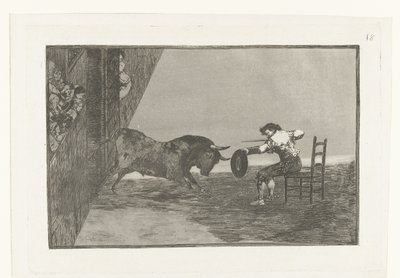 Uitdaging van Martincho in the arena van Zaragosa Martinchos hänsynslöshet på Plaza de Zaragoza Tjurfäktning (serietitel) Stierenvechten (serietitel) av Francisco de Goya