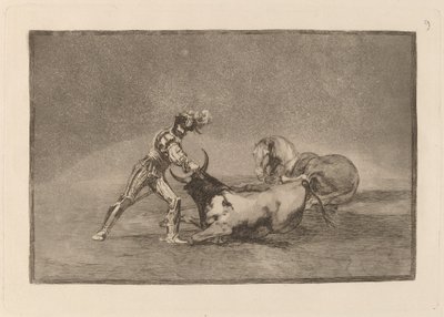 En spansk riddare dödar tjuren efter att ha förlorat sin häst av Francisco de Goya