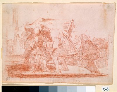 War Destres: "" Det här är inget mindre"" Antiklerikat tryck på kulten av heliga ikoner. Förberedelseteckning med röd penna för etsning av Francisco de Goya y Lucientes (1746-1828). 1810-1812. Madrid. Pradomuseet av Francisco de Goya