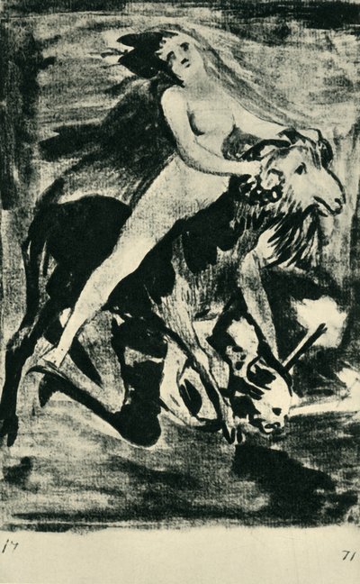 Häxa rider på en get, sent 1700-tidigt 1800-tal, 1943. av Francisco de Goya