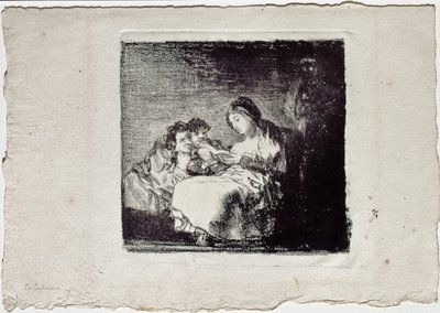 Kvinna som läser för två barn La lectura, 1819-1825 av Francisco de Goya