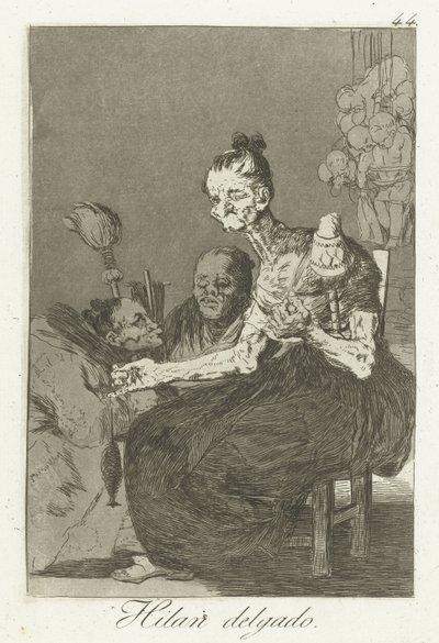 De snurrar fint Hilan Delgado (titel på objekt) Los Caprichos (serietitel) av Francisco de Goya