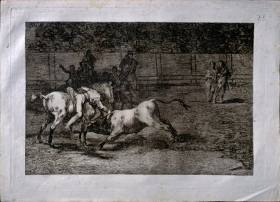 Mariano Ceballos, kallad el Indio, dödar tjuren från hästryggen av Francisco de Goya