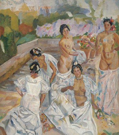 The Bath (Sevilla) - Iturrino, Francisco (1864-1924) - ca. 1908 - Olja på duk - 200x174 - Carmen Thyssen Museum, Malaga av Francisco de Iturrino
