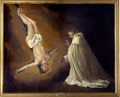 Uppenbarelse av St. Peter korsfäst till St. Peter Nolasque (1189-1256) Målning av Francisco de Zurbaran (1598-1664) (ec.esp.) 1629 Sön. 1,79x2,23 m Madrid, Musee du Prado av Francisco de Zurbaran