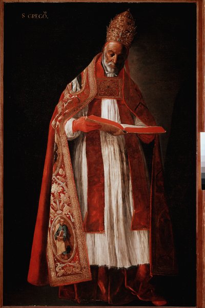 Påven Gregoire I den store eller Dialog (olja på duk av Francisco de Zurbaran