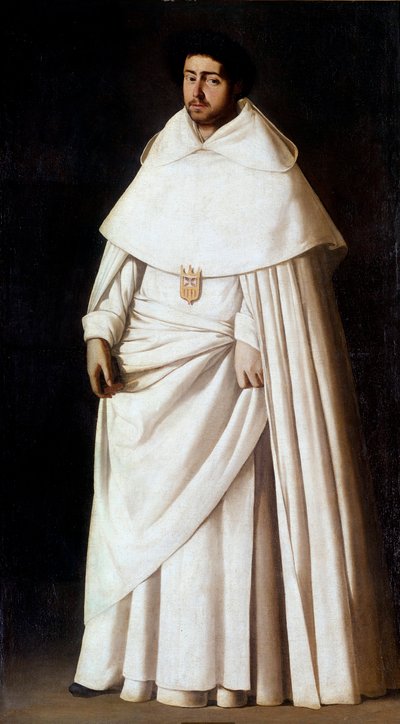 Porträtt av munken Mercedaire spanska religiösa orden (Mercedario, Order of Our Lady of Merci). Målning av Francisco de Zurbaran (1598-1664) 1600-talets Madrid, Pradomuseet - Porträtt av Mercedarian-munken, spanska religiösa orden (Mercedario). Målning av Francisco de Zurbaran