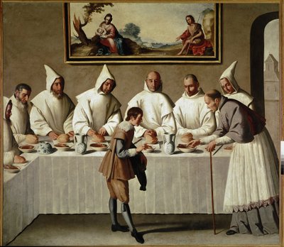 Miraklet av St. Hugh i kartusiernas refektorium (olja på duk av Francisco de Zurbaran