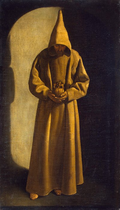 Sankt Franciskus med en dödskalle i händerna, c.1630 av Francisco de Zurbaran