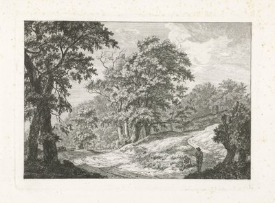 Landskap med två figurer bredvid vägen av Franciscus Andreas Milatz