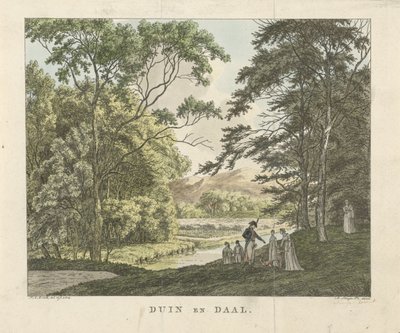 Vandrare på Duin en Daal lantgård Dune and Daal (titel på objekt) av Franciscus Andreas Milatz