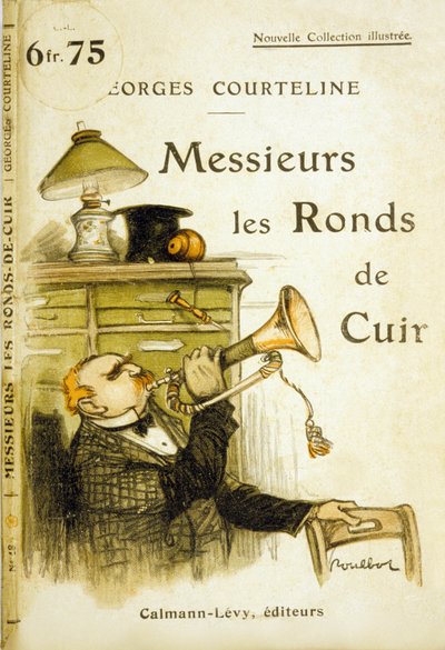 Omslag till "Gentlemen leather circles" av Georges Courteline, ca 1908 (färg litho) av Francisque Poulbot