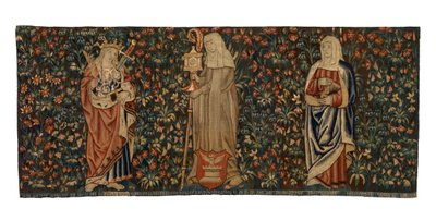 Mille-fleurs-Wandteppich, Altartuch, Darstellung von drei Heiligen, St. Anna, St. Klara und St. Euphemia, um 1500, französisch oder flämisch von Franco-Flemish School