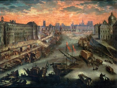 Utsikt över Paris från Pont Royal av Franco Flemish School