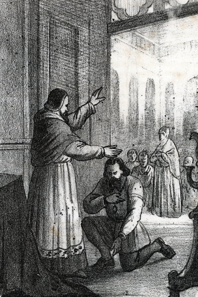 Möte mellan påven Paul III och Charles Quint på Rocca di Busseto i av Franco Mistrali