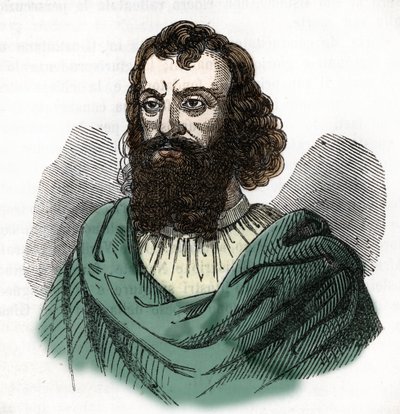 Porträtt av kejsar Justinianus I (482-565) (Justinianus I) efter "I misteri del vaticano" av Franco Mistrali 1843 av Franco Mistrali