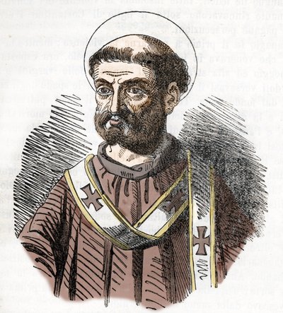 Porträtt av påven Libere (Liberius) (352-366) Gravyr från "I misteri del vaticano" av Franco Mistrali 1843 av Franco Mistrali