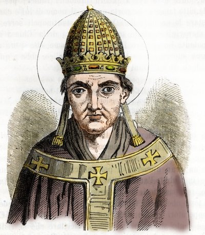 Porträtt av påven Sylvestre I (Silvestre eller Sylvester eller Silvestro) (314-335) - Teckning från "Misteri del Vaticano" av Franco Mistrali av Franco Mistrali