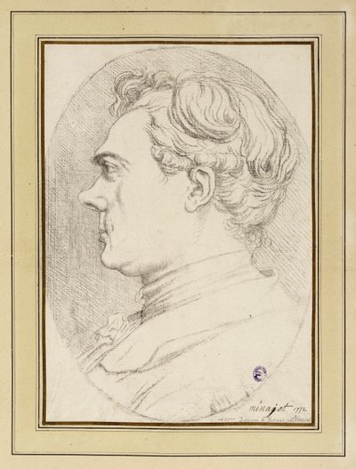 Karikatyrporträtt av målaren Ménageot, Rom 1772 av François-André Vincent