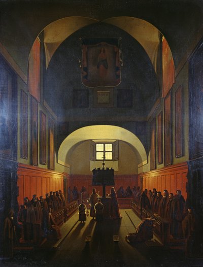 Choir of Capuchin Friars, Rom (olja på duk) av Francois Marius Granet