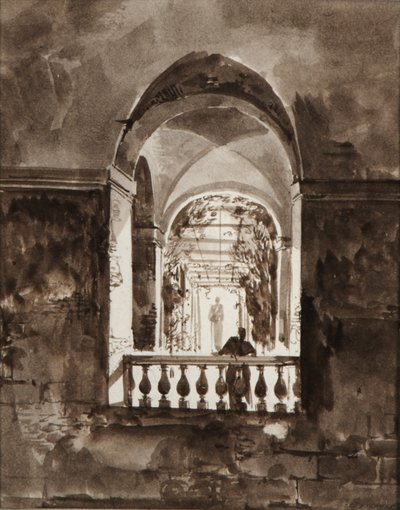 Figur på en balkong av Francois-Marius Granet