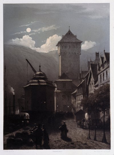 Chateau Boppart. I "" Den monumentala och pittoreska Rhen"". Litografier av Fourmais och Stroobant av Francois Stroobant