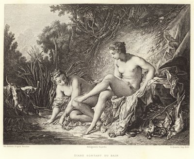 Diane lämnar badet (gravyr) av Francois (after) Boucher
