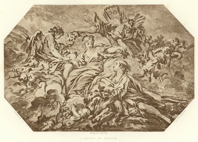Amor och psyke (gravyr) av Francois (after) Boucher