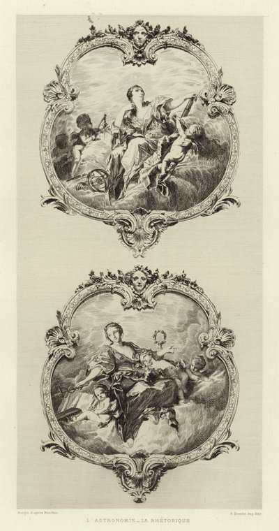 Astronomi, retorik (gravyr) av Francois (after) Boucher
