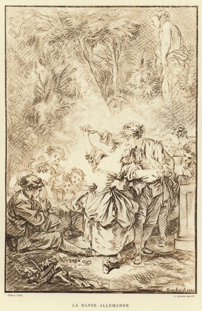 Den tyska dansen (gravyr) av Francois (after) Boucher