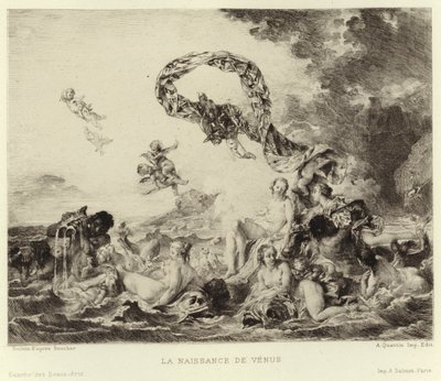 Venus födelse (gravyr) av Francois (after) Boucher