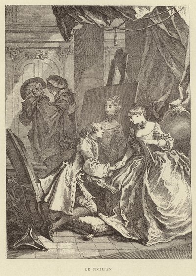 Den sicilianska (gravyr) av Francois (after) Boucher