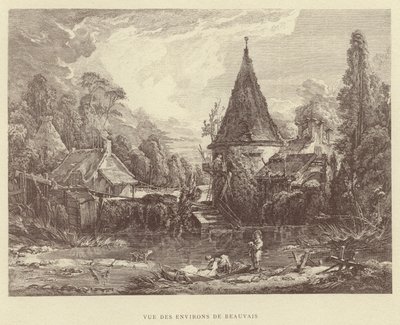 Utsikt över Beauvais omgivningar (gravyr) av Francois (after) Boucher