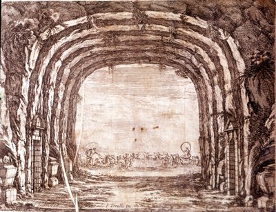 "Peleus och Thetis bröllop", scenografi av Giacomo Torelli av Francois (after) Francart